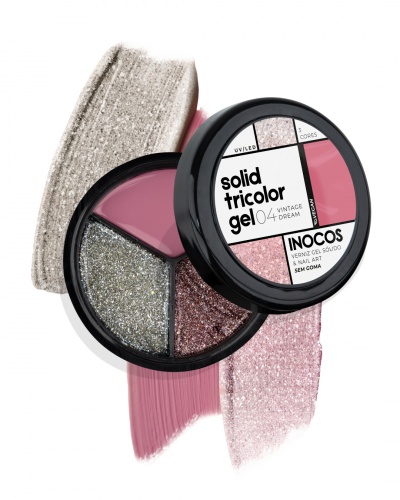 Gel sólido tricolor para unhas com três cores em embalagem preta redonda