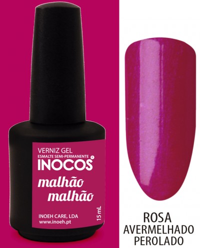 Verniz gel INOCOS cor rosa avermelhado perolado