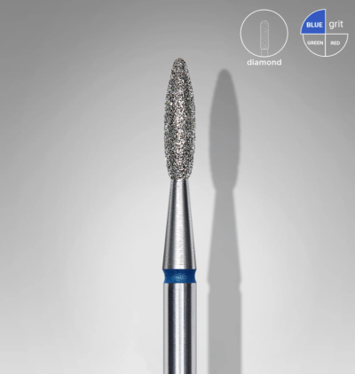 Broca de unha diamantada com anel azul e corpo metálico