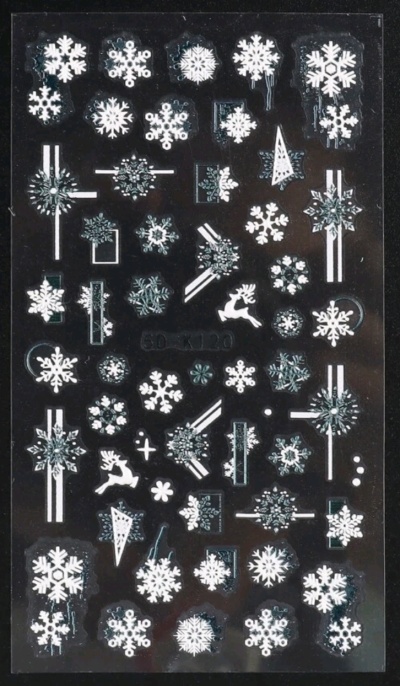 Folha de autocolantes de flocos de neve e motivos natalícios