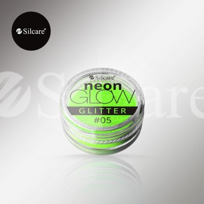 Embalagem transparente de glitter neon verde Silcare neon GLOW GLITTER #05
