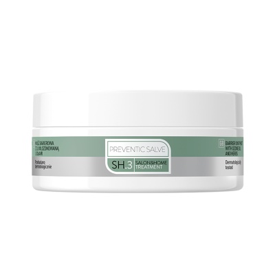 Pote branco de creme com rótulo verde e branco Prevantic Salve SH.3