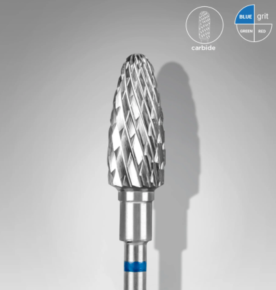 Broca metálica cónica com padrão cruzado e anel azul