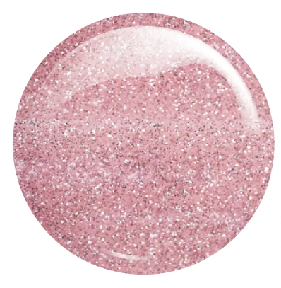 Gloss rosa com glitter prateado num formato circular