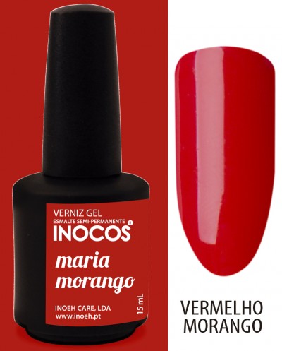 Verniz gel Inocos Vermelho Morango com amostra de cor vermelha