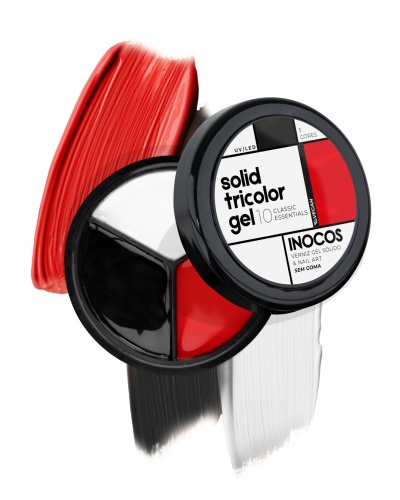 Verniz gel sólido tricolor Inocos em embalagem circular