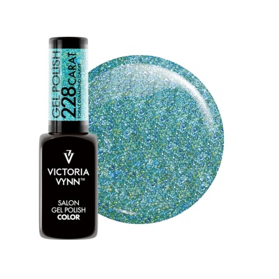 frasco de esmalte de gel azul com glitter Victoria Vynn