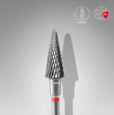 Fresa de carboneto metálica com anel vermelho e padrão texturizado