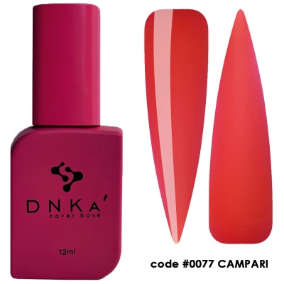 Verniz DNKA' rosa escuro com amostras vermelha e laranja código #0077 CAMPARI