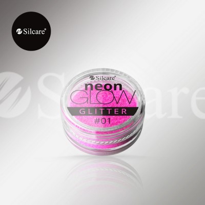 Pote de glitter rosa neon Silcare com rótulo visível