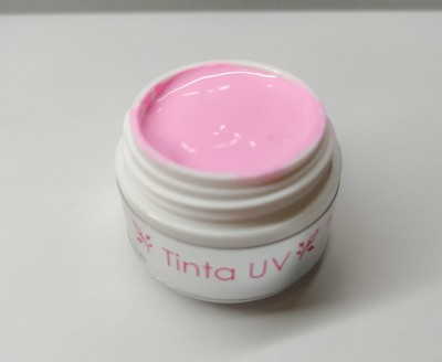 Frasco branco com tinta rosa UV cremosa
