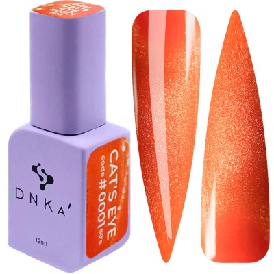 Frasco de verniz de unhas laranja DNKA CATS EYE 12ml com amostras de cor