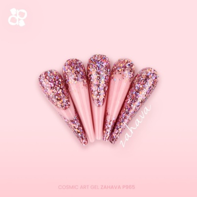 Unhas postiças rosa claro com glitter brilhante nas pontas