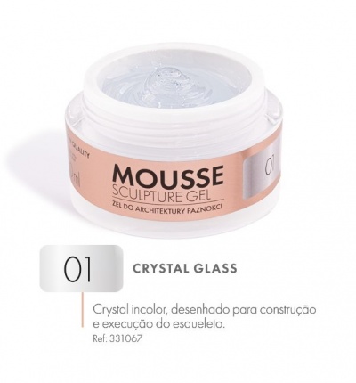 Frasco de gel para unhas incolor MOUSSE SCULPTURE GEL 01 CRYSTAL GLASS