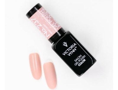 Esmalte de unha gel preto Victoria Vynn com tampa rosa e duas amostras da cor nude