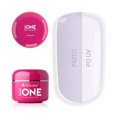 Frasco rosa de gel UV para unhas e unha artificial com marcações PRZED e PO UV