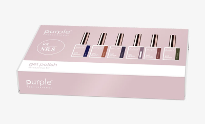 Kit de verniz gel Purple Professional com seis frascos coloridos