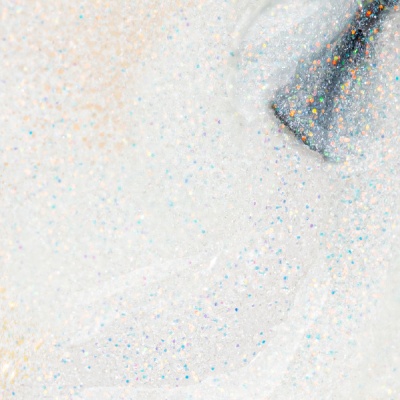 Espuma branca com partículas coloridas e ponta metálica escura