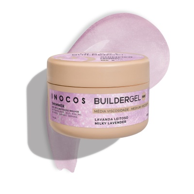 Frasco com gel de construção para unhas Inocos Buildergel Shimmer