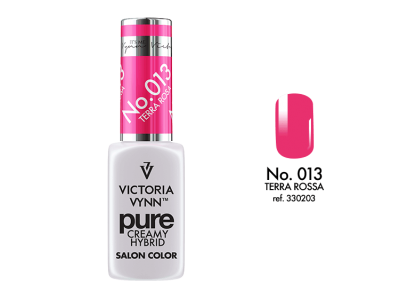 Frasco de verniz unhas Victoria Vynn Pure Creamy Hybrid No013 Terra-Rosa com amostra da cor