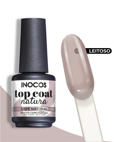 Verniz INOCOS top coat natura café natural com cor bege leitoso