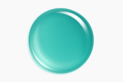 Placa redonda azul turquesa brilhante vista de cima