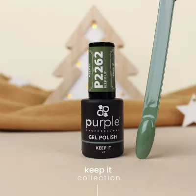 Frasco de esmalte em gel verde oliva da Purple Professional com código P2262