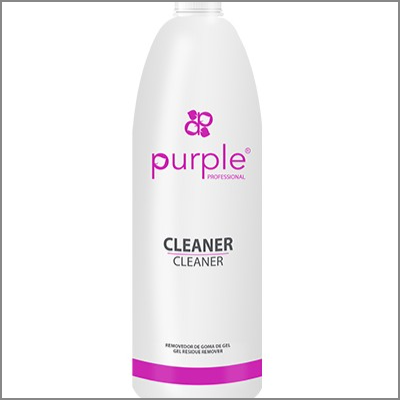 Frasco branco de cleaner Purple Professional com texto roxo e preto