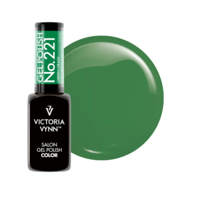 Esmalte em gel verde Victoria Vynn No.221 com amostra da cor