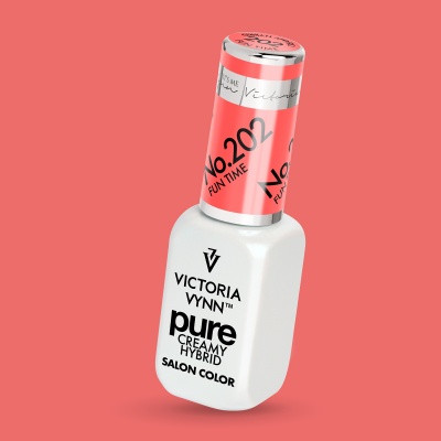 Frasco de verniz de unhas Victoria Vynn branco e rosa com texto e logotipo