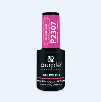Verniz gel Purple Professional, modelo P2307, tampa rosa e frasco preto