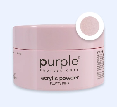 Recipiente cor-de-rosa claro de pó acrílico para unhas da marca Purple Professional.