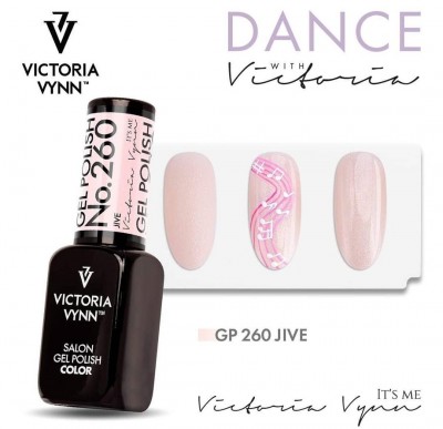 Verniz gel Victoria Vynn GP 260 JIVE com amostras de unhas rosa decoradas