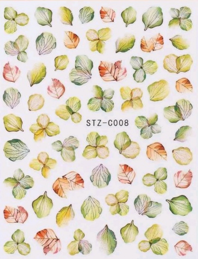 Folhas e flores coloridas desenhadas com texto STZ-C008