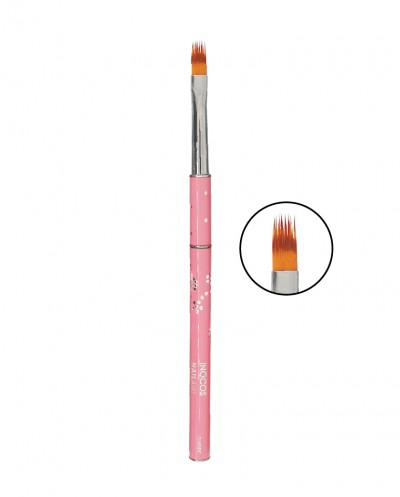 Pincel para unhas com cabo rosa e cerdas laranja