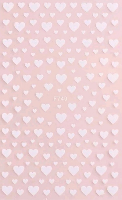 Adesivos decorativos de corações brancos em fundo rosa com código F740