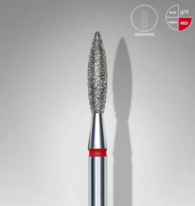 Broca orfresa diamantada com faixa vermelha e fundo cinzento