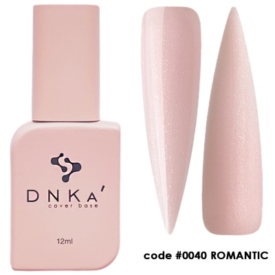 Verniz de unhas rosa claro DNKA com amostras e código 0040 ROMANTIC