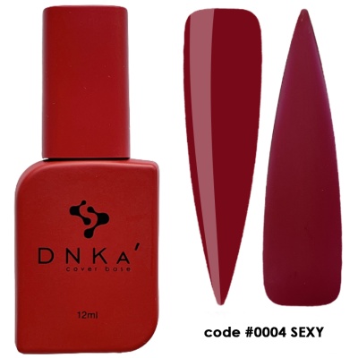 Verniz de unhas vermelho DNKA' com duas amostras de cor e código #0004 SEXY