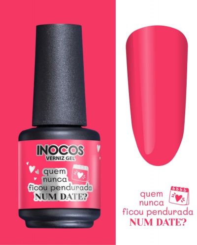 Verniz em gel rosa INOCOS com mensagem no rótulo