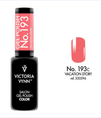 Frasco de verniz gel cor coral Victoria Vynn No. 193 Vacation Story