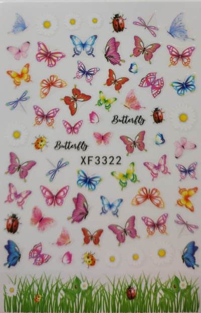 Autocolantes coloridos de borboletas, joaninhas, libélulas e flores