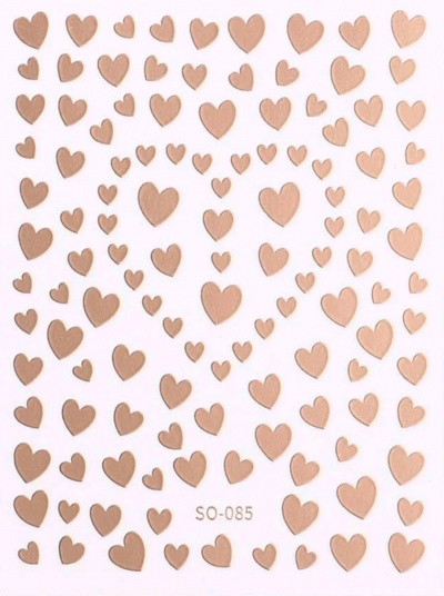 Folha de autocolantes com corações dourados variados