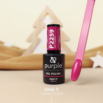 Frasco de verniz gel rosa da Purple Professional com pincel e decoração de natal