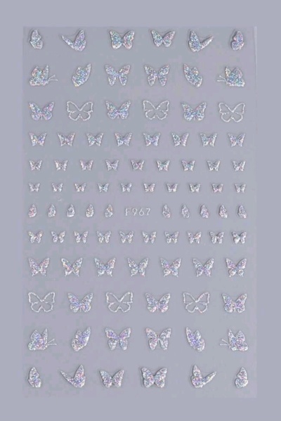 Autocolantes de borboleta holográficos em folha cinza