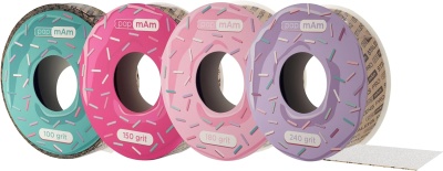 Quatro rolos de lixa MAM em cores variadas com diferentes granulações