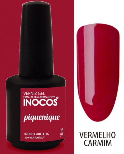 Verniz gel INOCOS piquenique 15 ml cor vermelho carmim