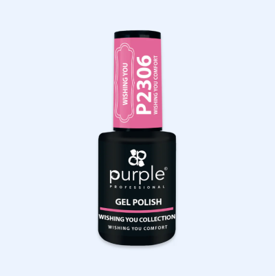 Frasco de verniz gel para unhas cor rosa escura da Purple Professional com tampinha rosa