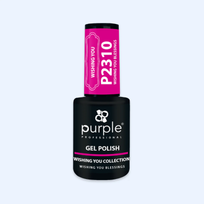 Frasco de verniz gel preto e rosa da marca Purple Professional
