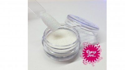Pó branco brilhante para unhas em frasco transparente com aplicador e logótipo rosa